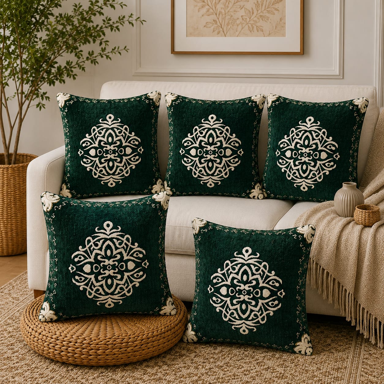 5 Piece Velvet Cushion Covers Set
