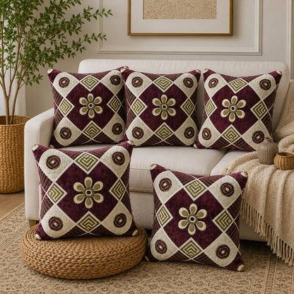 5 Piece Velvet Cushion Covers Set