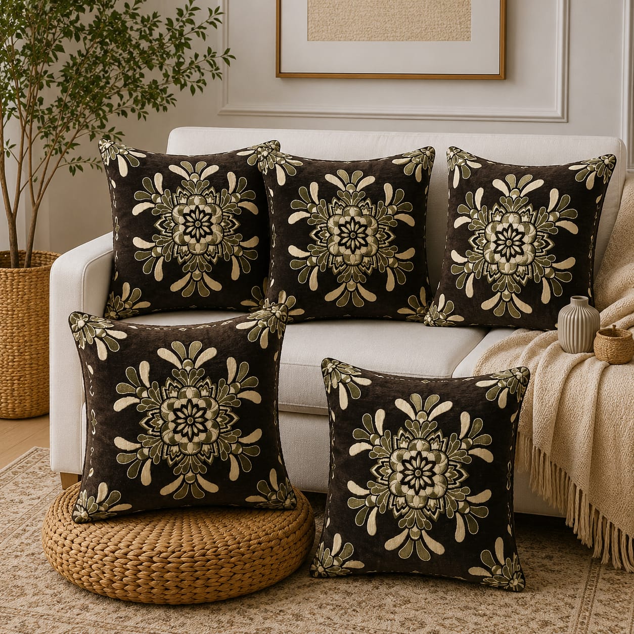 5 Piece Velvet Cushion Covers Set