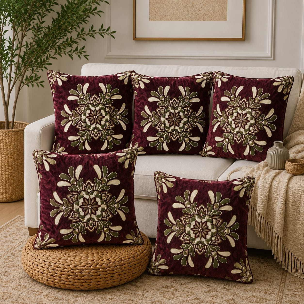 5 Piece Velvet Cushion Covers Set