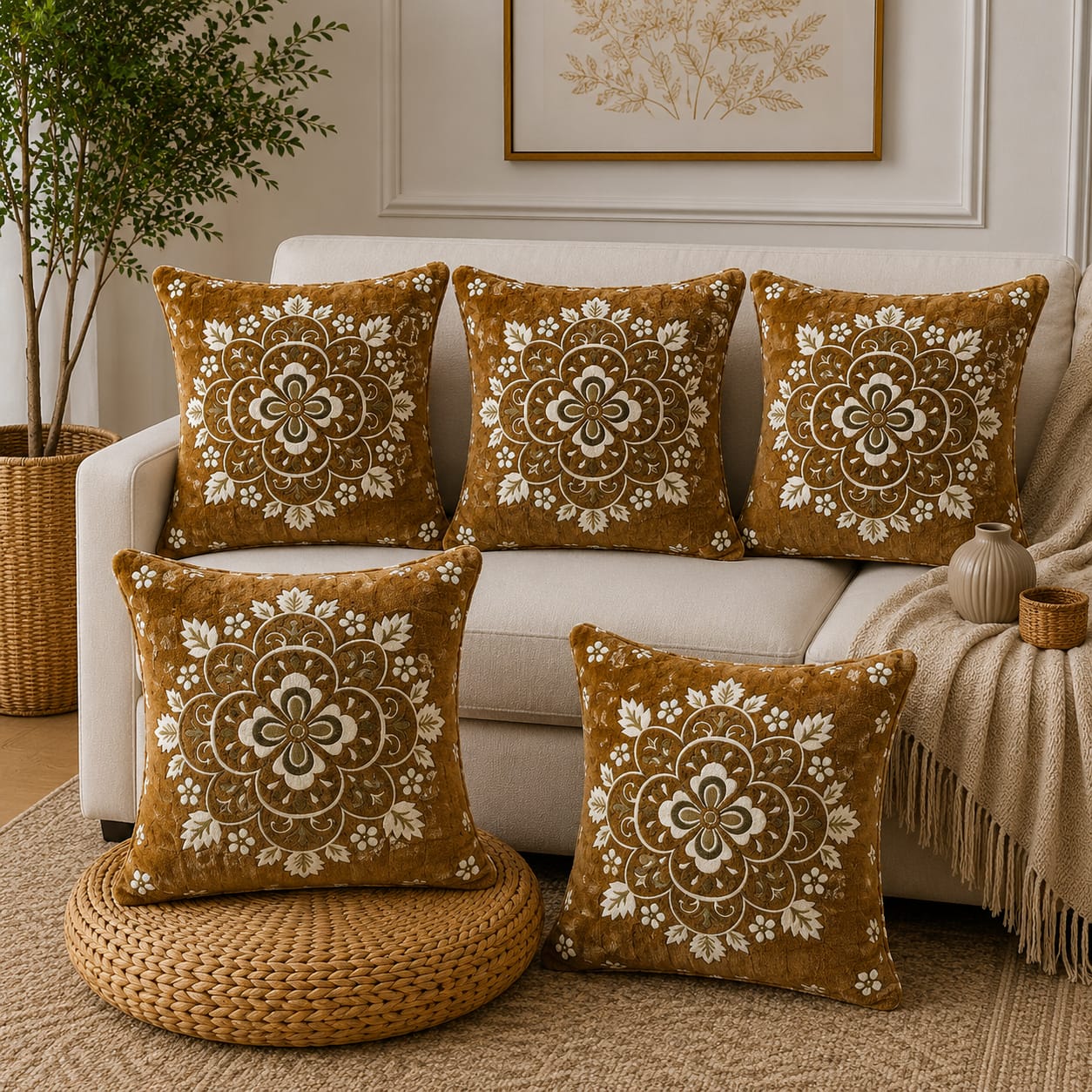 5 Piece Velvet Cushion Covers Set