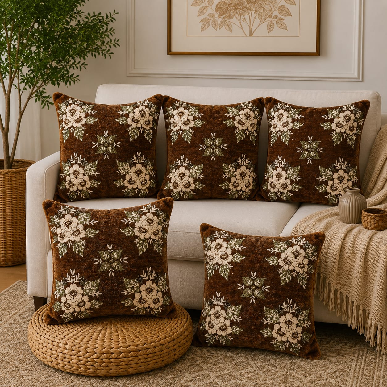 5 Piece Velvet Cushion Covers Set