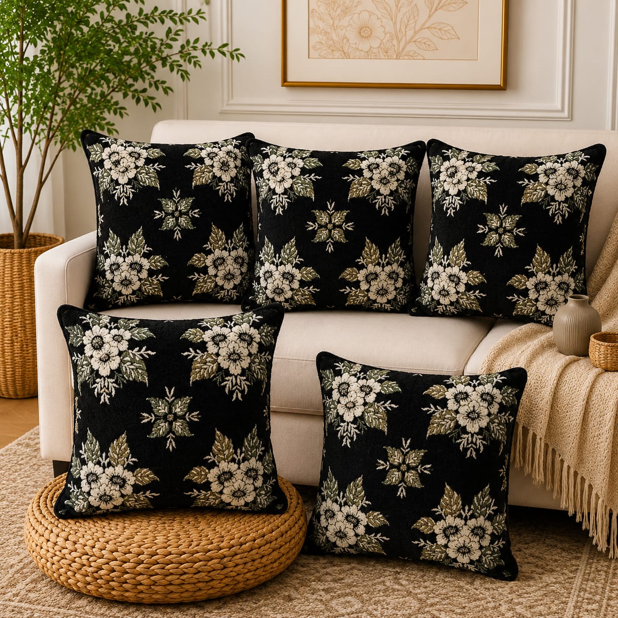 5 Piece Velvet Cushion Covers Set