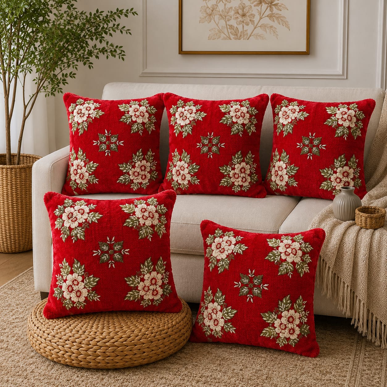 5 Piece Velvet Cushion Covers Set