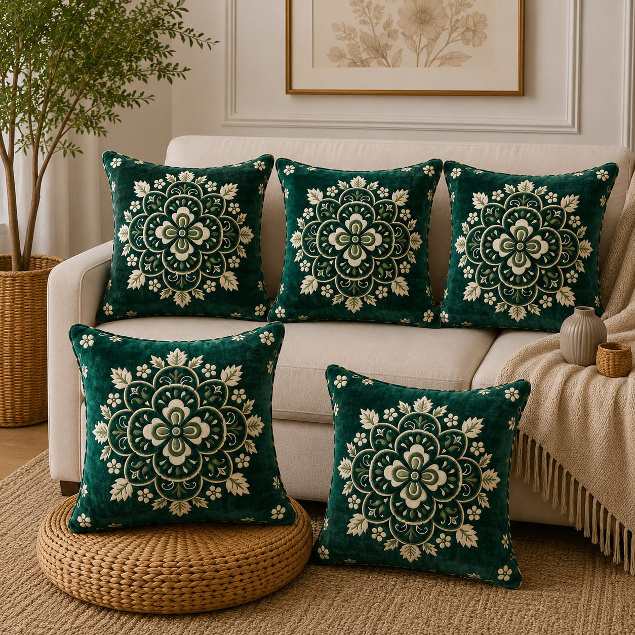 5 Piece Velvet Cushion Covers Set
