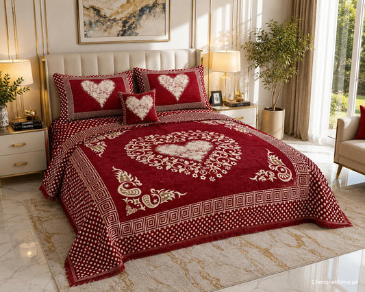 4 pice Velvet Jucqard Bedsheets