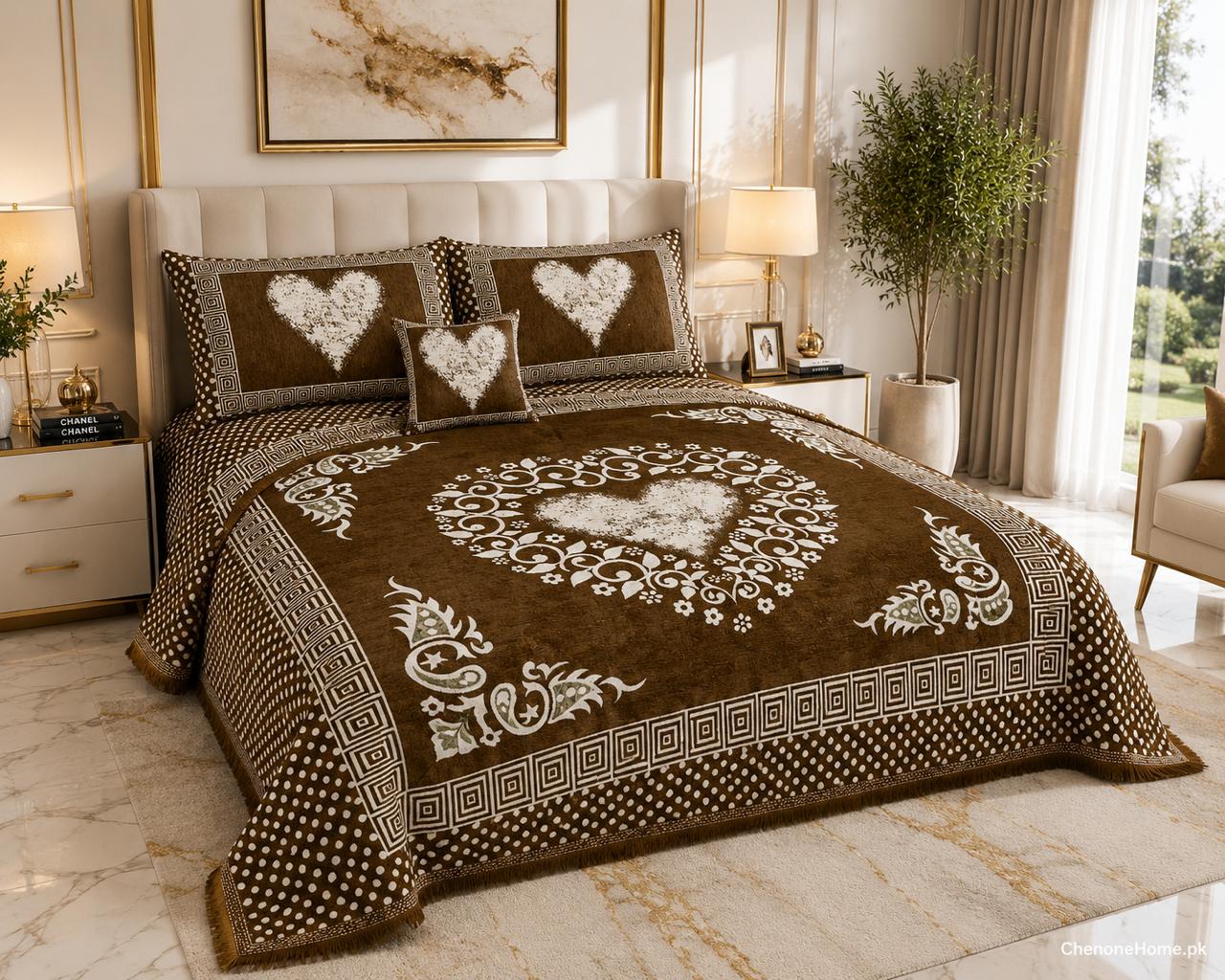 4 pice Velvet Jacquard Bedsheets | Bedsure.pk