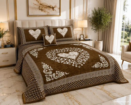 4 pice Velvet Jacquard Bedsheets | Bedsure.pk
