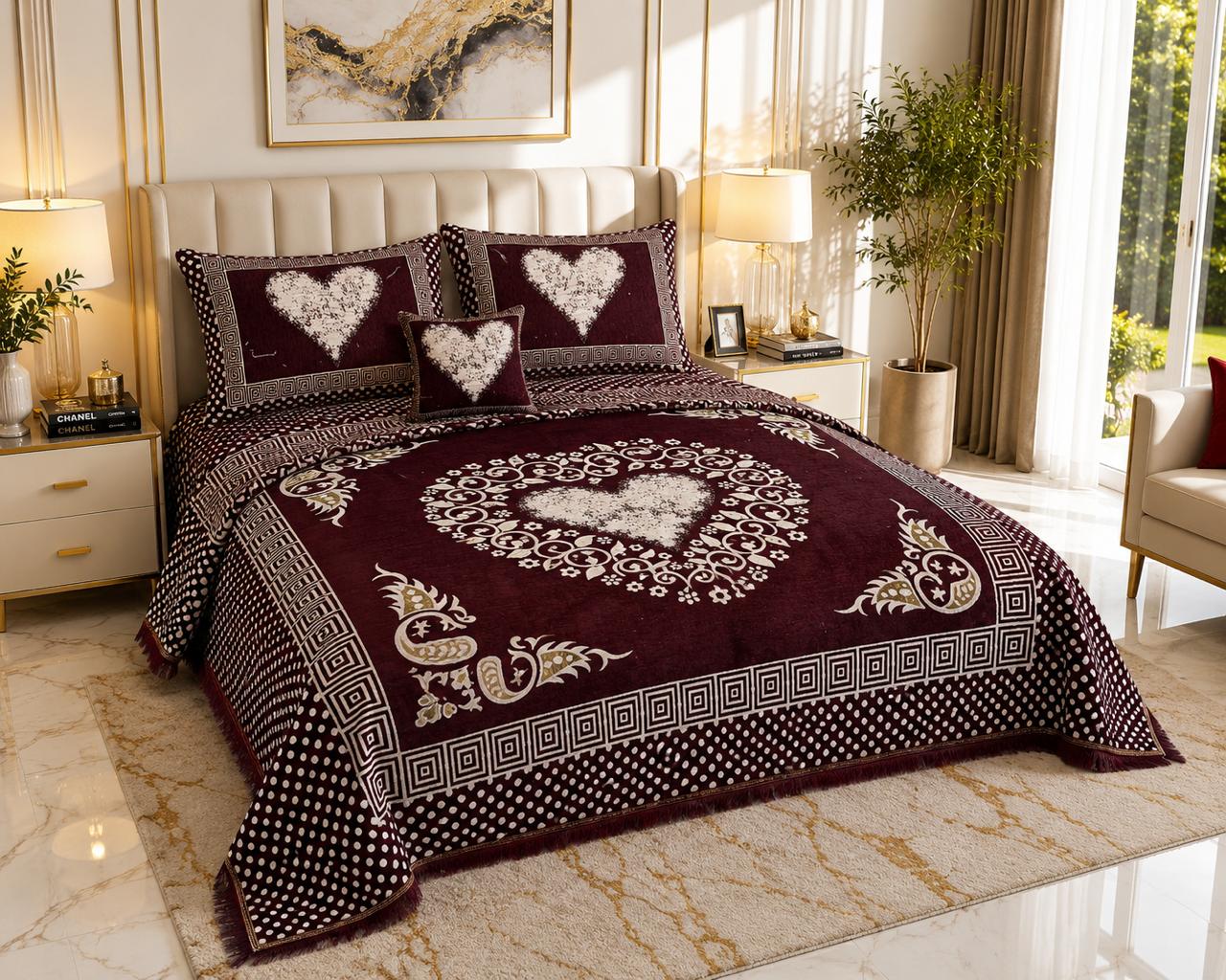 4 pice Velvet Jacquard Bedsheets | Bedsure.pk