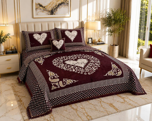 4 pice Velvet Jacquard Bedsheets | Bedsure.pk