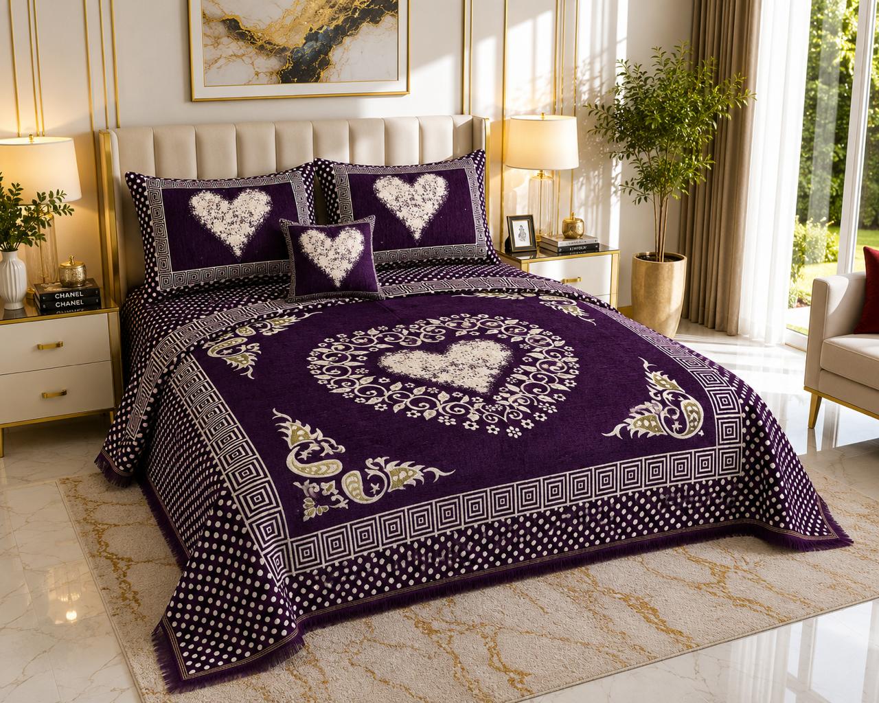 4 pice Velvet Jacquard Bedsheets | Bedsure.pk