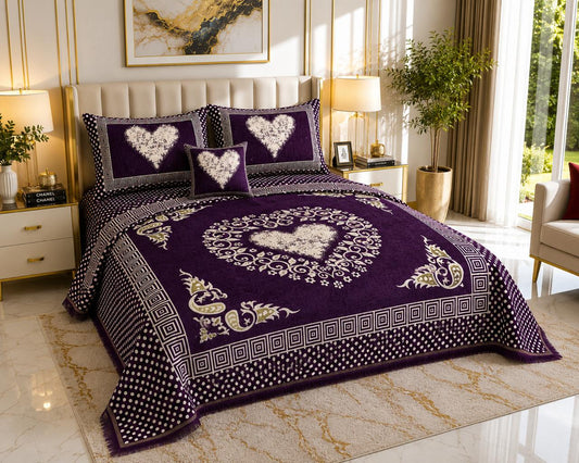 4 pice Velvet Jacquard Bedsheets | Bedsure.pk