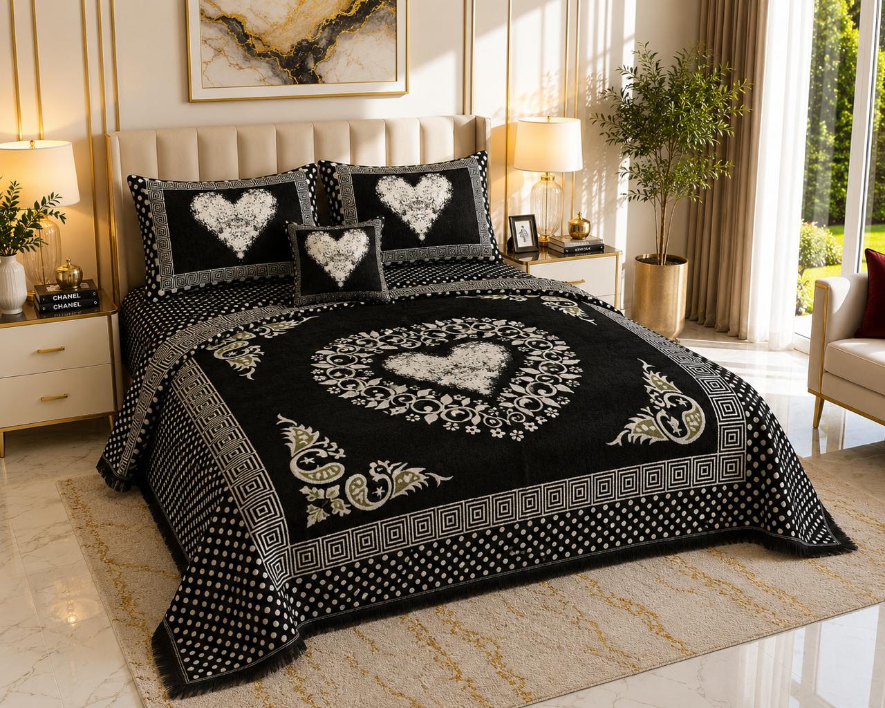 4 pice Velvet Jacquard Bedsheets | Bedsure.pk