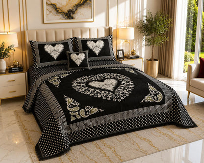 4 pice Velvet Jacquard Bedsheets | Bedsure.pk