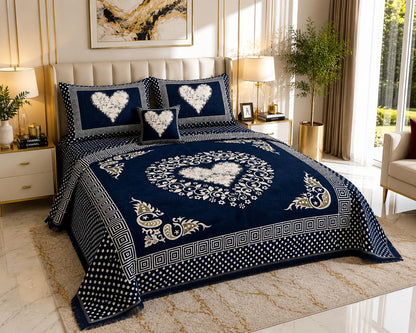 4 pice Velvet Jucqard Bedsheets
