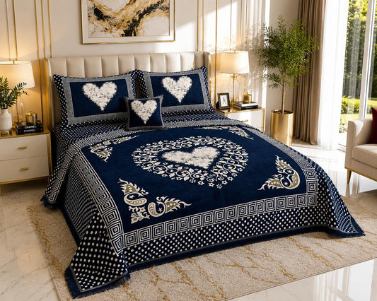 4 pice Velvet Jucqard Bedsheets