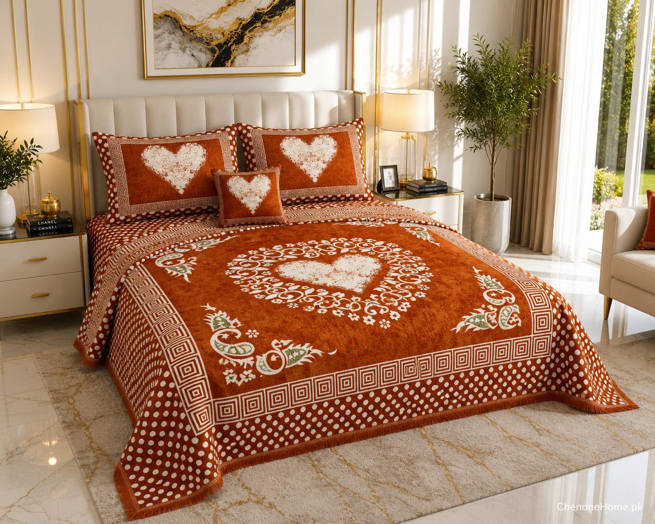 4 pice Velvet Jacquard Bedsheets | Bedsure.pk