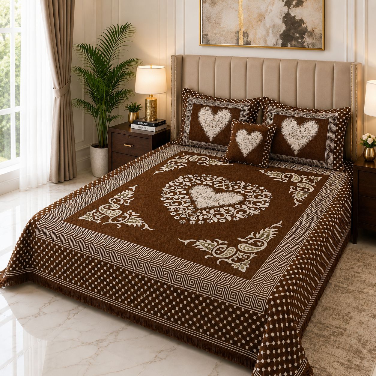 4 pice Velvet Jacquard Bedsheets | Bedsure.pk