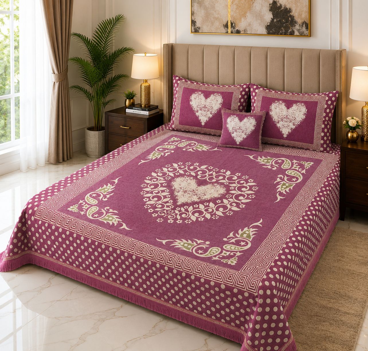 4 pice Velvet Jacquard Bedsheets | Bedsure.pk