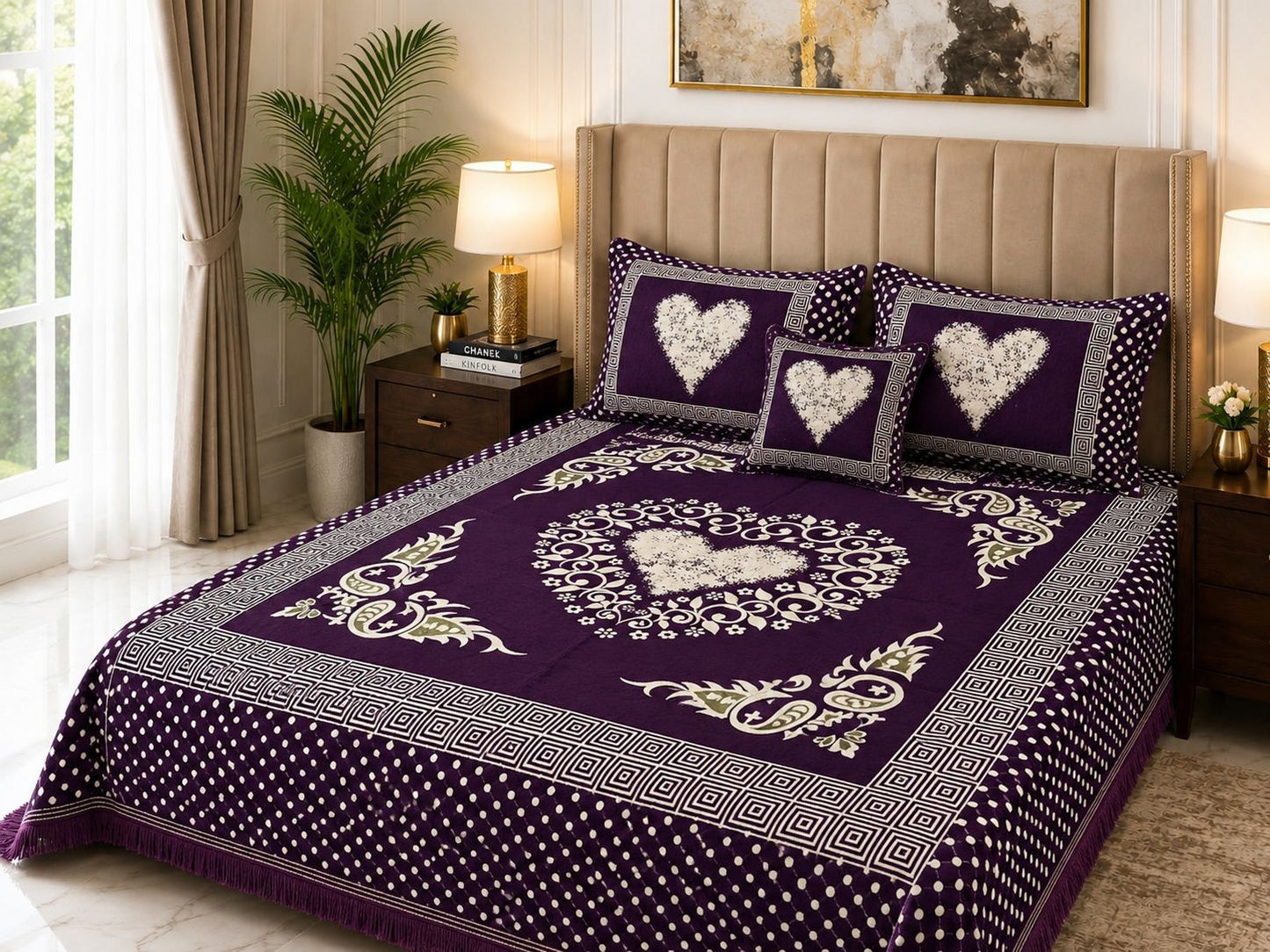 4 pice Velvet Jacquard Bedsheets | Bedsure.pk