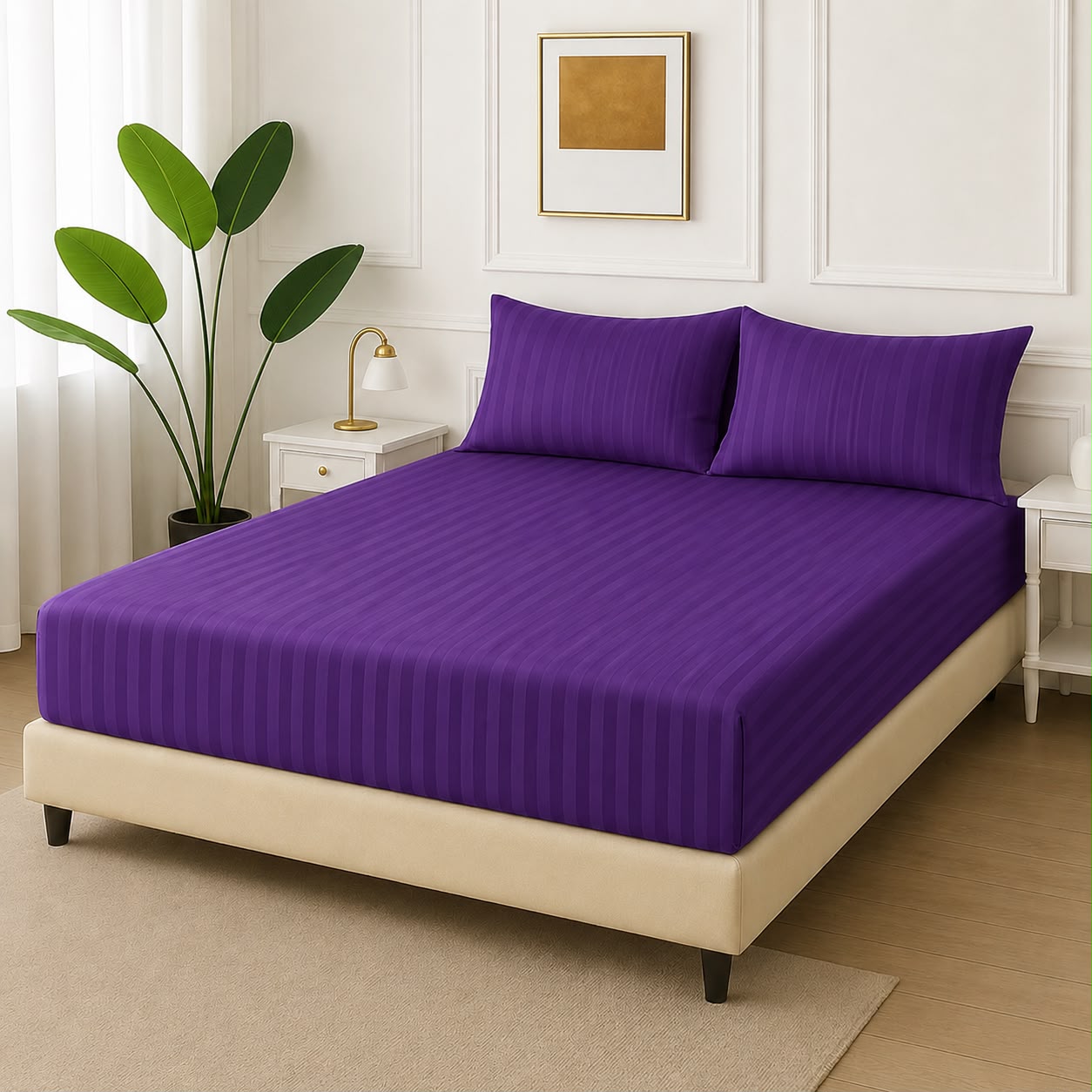 ChenOne  King Size Fitted Bedsheet Set – Luxury Micro Fabric 3PC