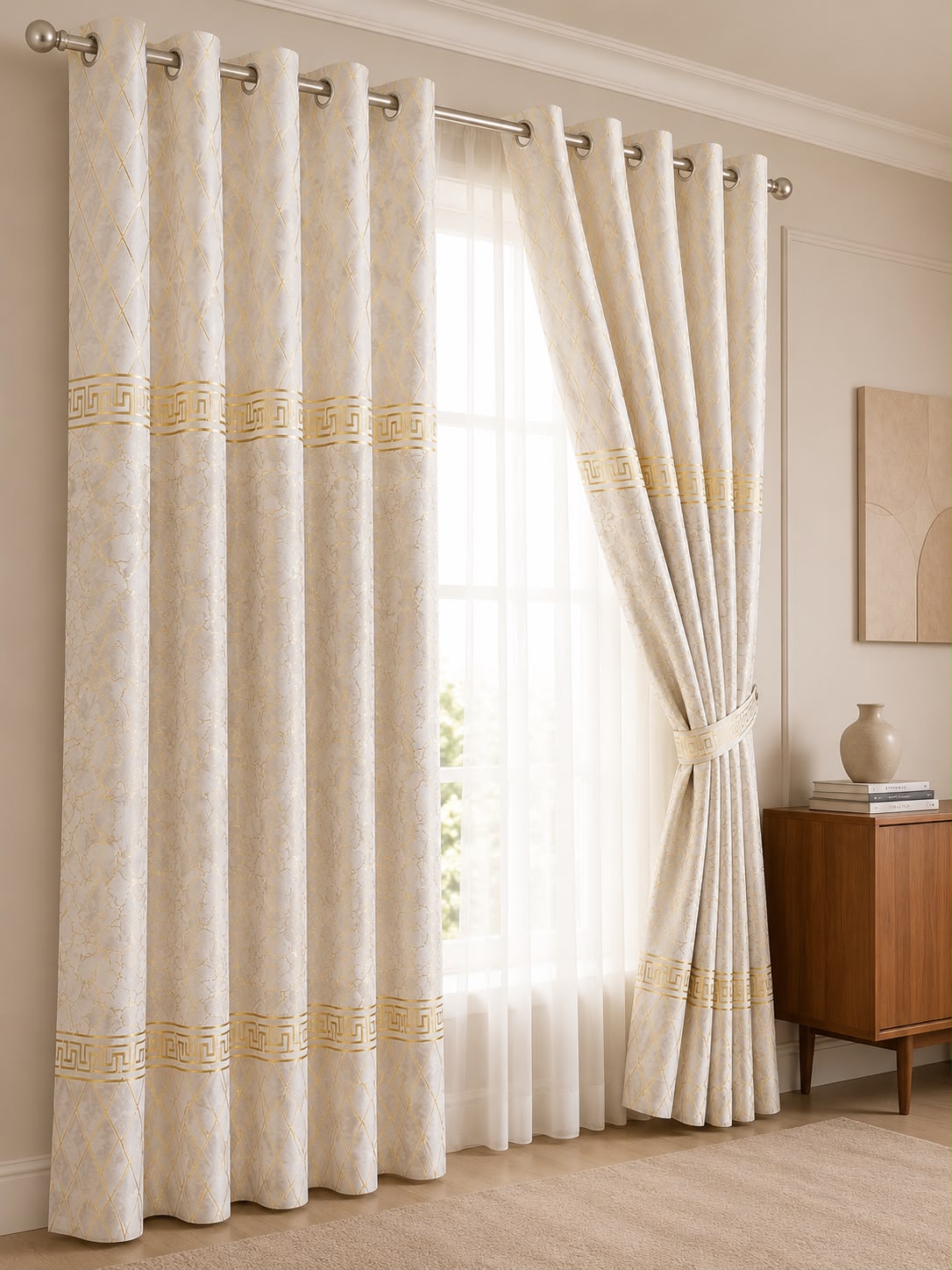 Luxury Velvet Printed Curtains Pair(2 Pice) –  | 4×9 Ft |Chenonehome.pk