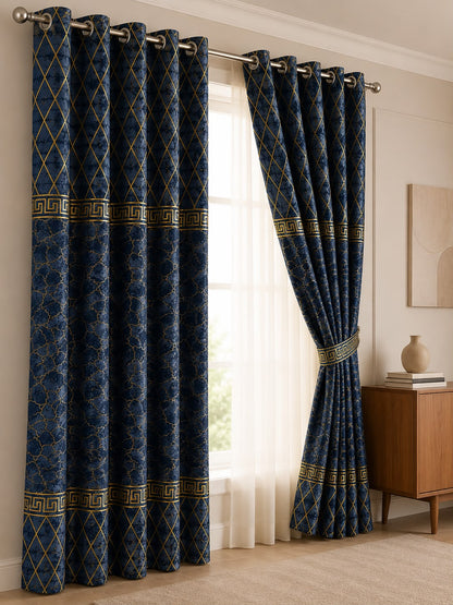 Luxury Velvet Printed Curtains Pair(2 Pice) –  | 4×9 Ft |Chenonehome.pk