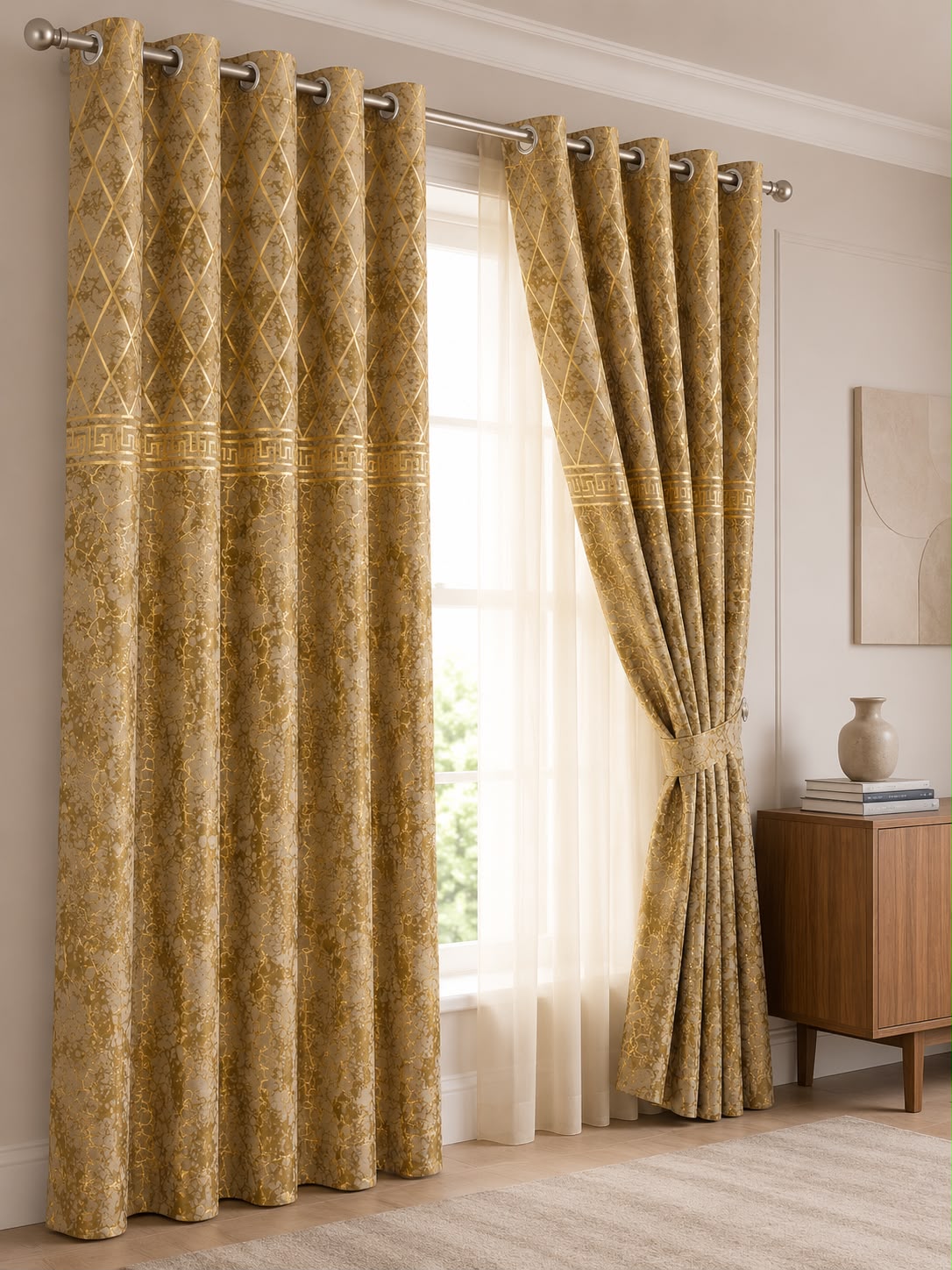 Luxury Velvet Printed Curtains Pair(2 Pice) –  | 4×9 Ft |Chenonehome.pk