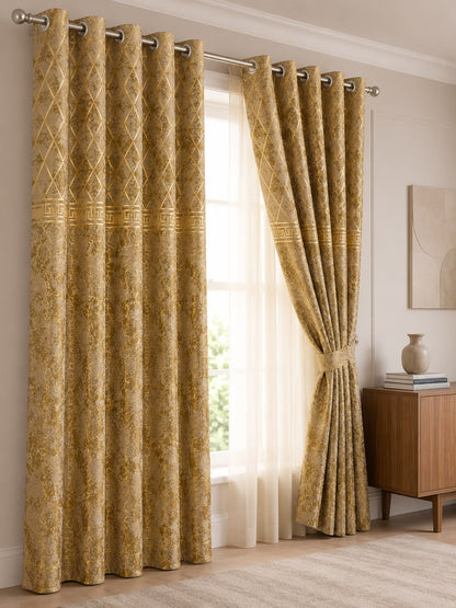 Luxury Velvet Printed Curtains Pair(2 Pice) –  | 4×9 Ft |Chenonehome.pk