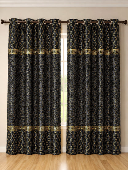 Luxury Velvet Printed Curtains Pair(2 Pice) –  | 4×9 Ft |Chenonehome.pk