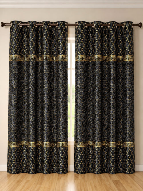 Luxury Velvet Printed Curtains Pair(2 Pice) –  | 4×9 Ft |Chenonehome.pk
