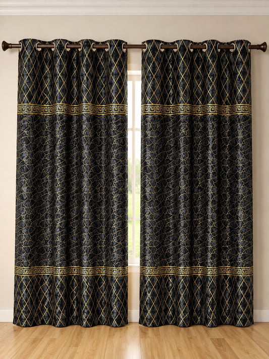 Luxury Velvet Printed Curtains Pair(2 Pice) –  | 4×9 Ft |Chenonehome.pk